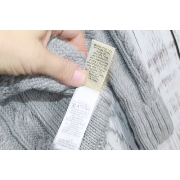 LL Bean Double L Cable Sweater Zip Cardigan Gray Size XS - Picture 9 of 10